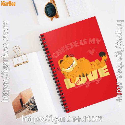 2 garfield cheese is my love lasagna red notebook