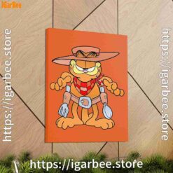 2 garfield cowboy with spoon and fork orange canvas