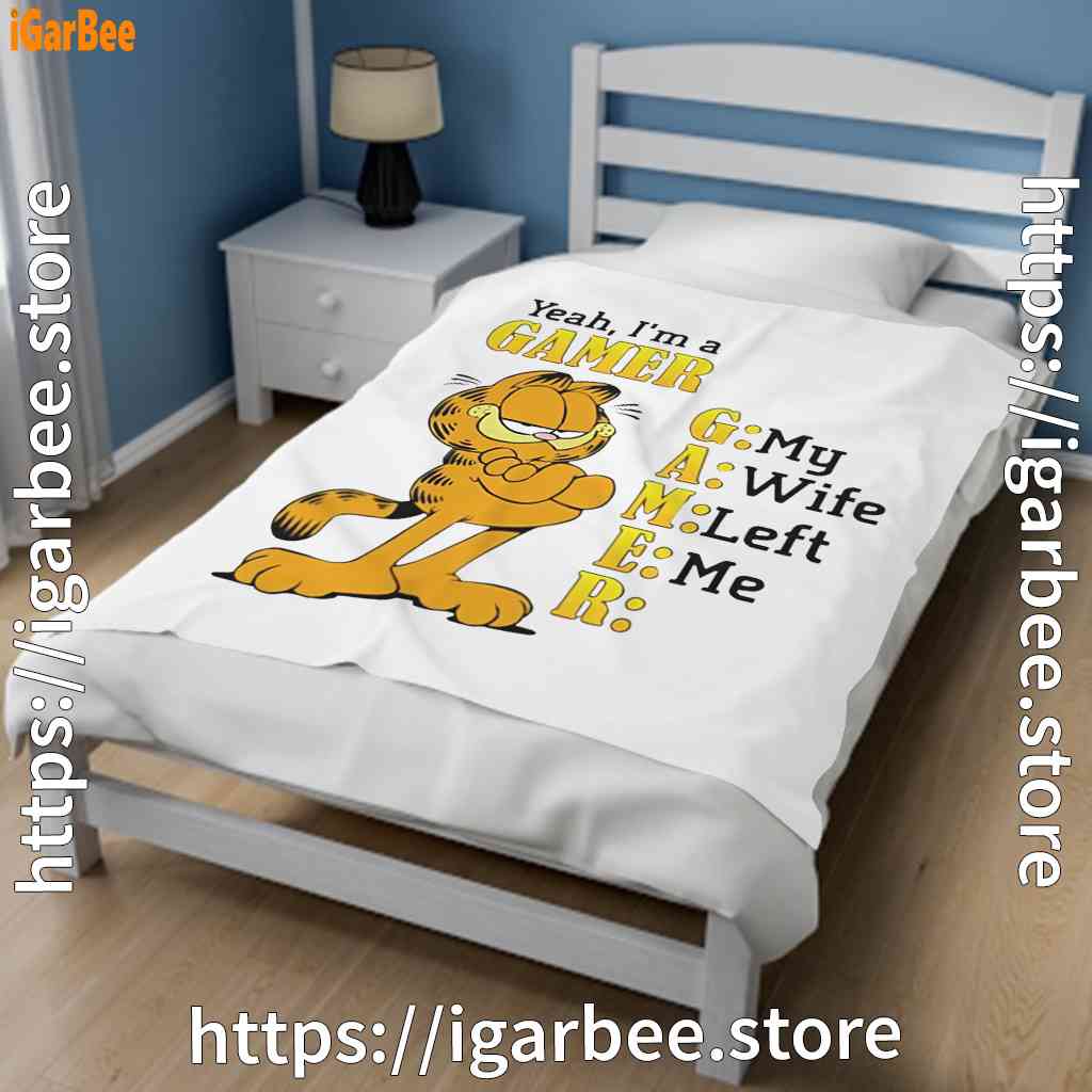 garfield gamer white blanket garfield gamer white blanket