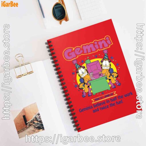 2 garfield gemini red notebook