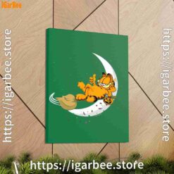 2 garfield halloween crescent moon broom riding green canvas