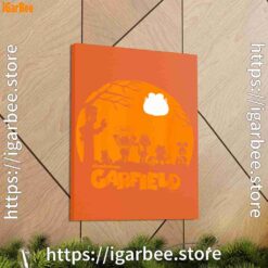 2 garfield halloween group shot nighttime spooky silhouette orange canvas