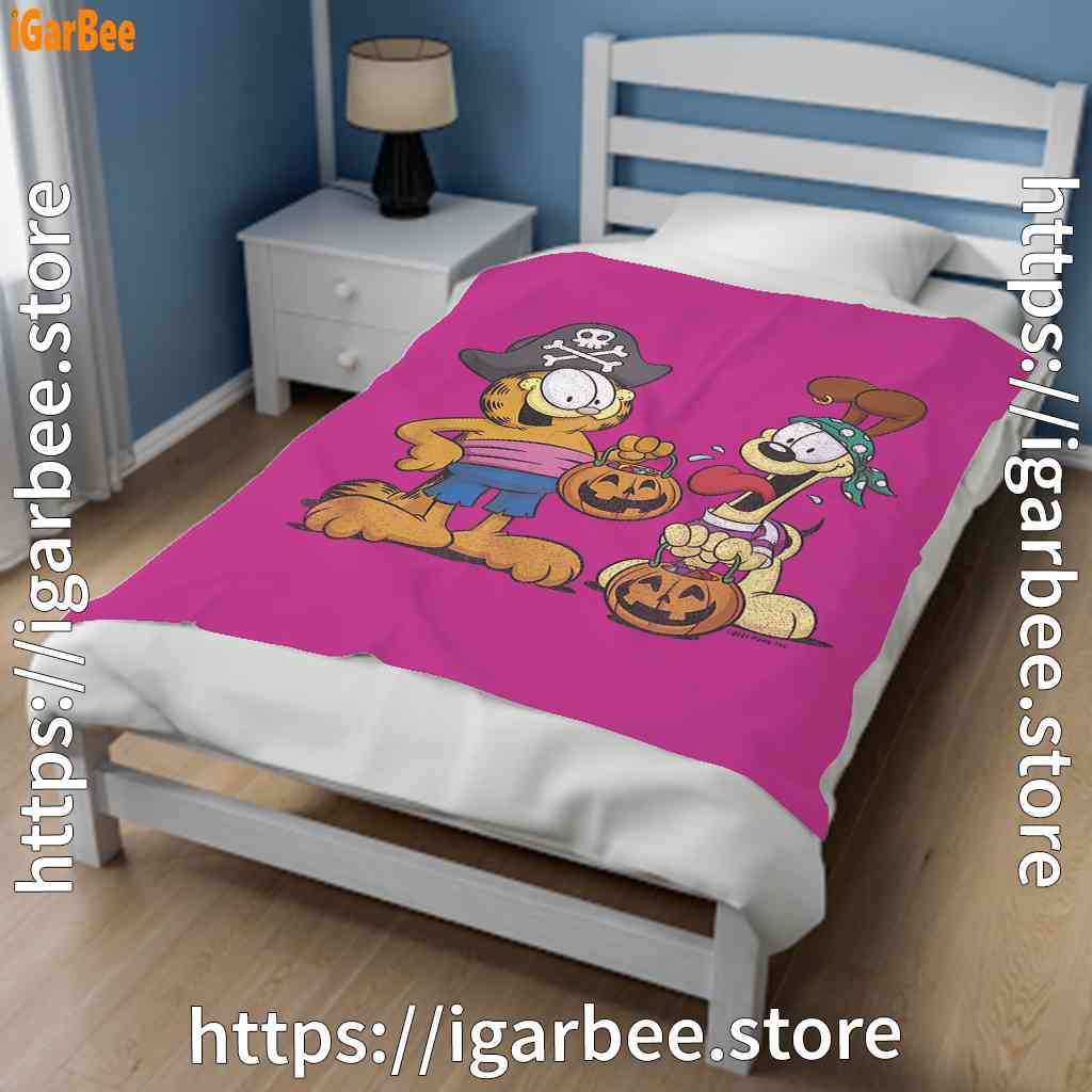 garfield halloween odie pirates pink blanket garfield halloween odie pirates pink blanket