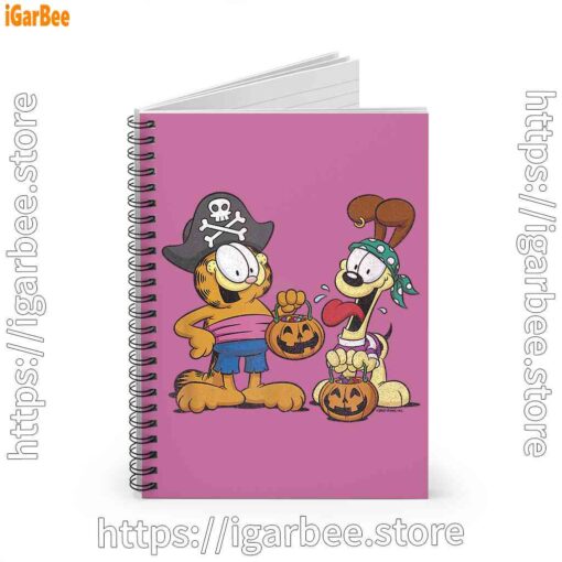 2 garfield halloween odie pirates pink notebook