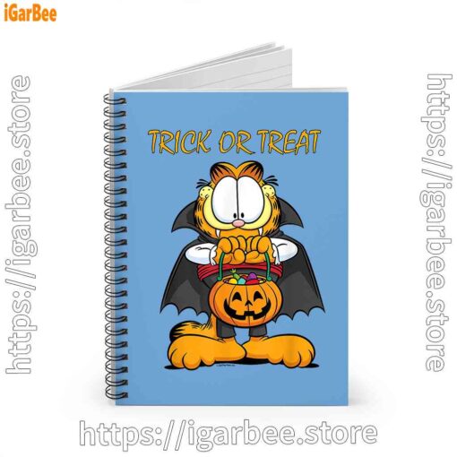 2 garfield halloween trick or treat pumpkin blue notebook
