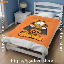 2 garfield halloween trick or treat pumpkin orange blanket