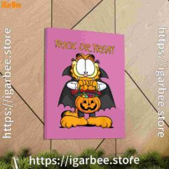 2 garfield halloween trick or treat pumpkin pink canvas