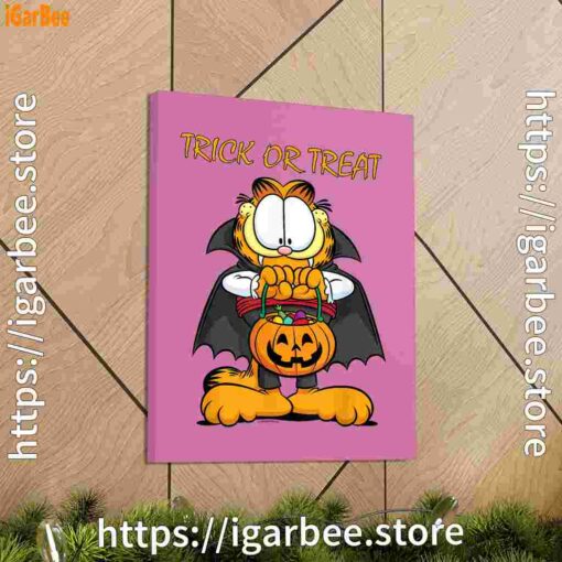 2 garfield halloween trick or treat pumpkin pink canvas