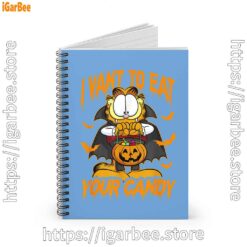 2 garfield halloween want to eat your candy blue notebook