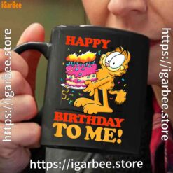 2 garfield happy birthday to me with cake black coffee mug 11oz