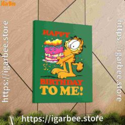 2 garfield happy birthday to me with cake green canvas