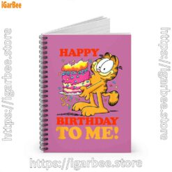 2 garfield happy birthday to me with cake pink notebook