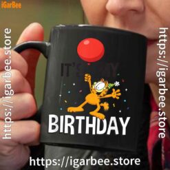 2 garfield its my birthday confetti celebration black coffee mug 11oz