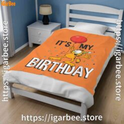 2 garfield its my birthday confetti celebration orange blanket
