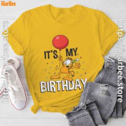 2 garfield its my birthday confetti celebration yellow tee shirt