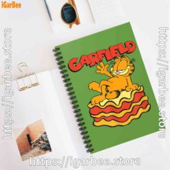 2 garfield lasagna slice pose green notebook