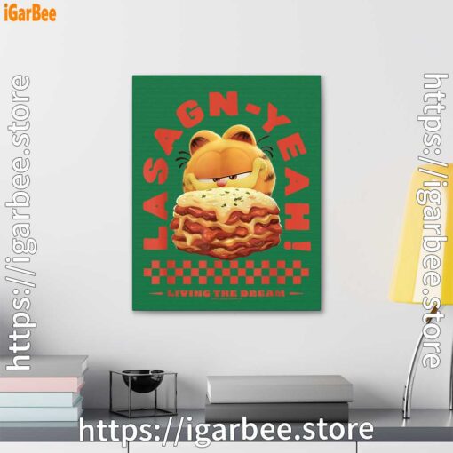 2 garfield lasagna yeah green canvas