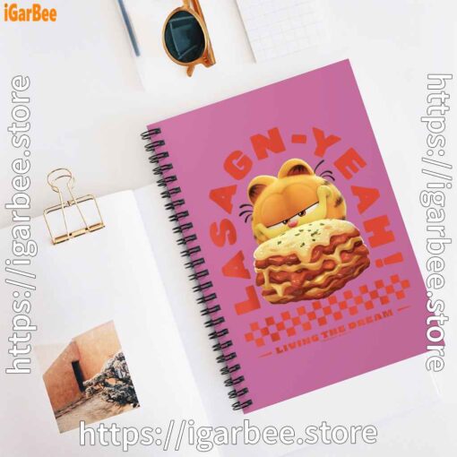 2 garfield lasagna yeah pink notebook