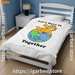 2 garfield let's save it together white blanket