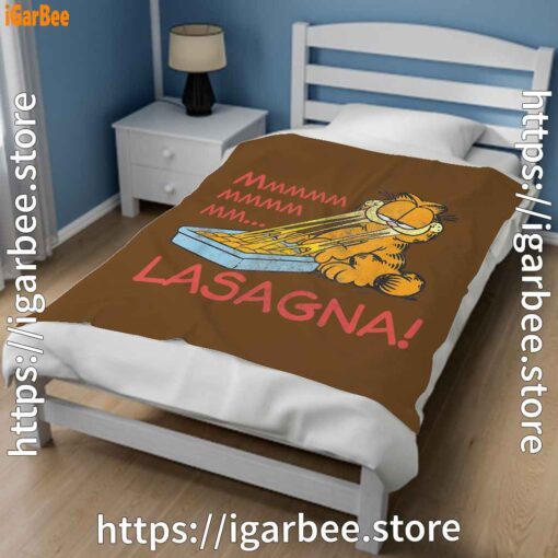 2 garfield mmm lasagna is life brown blanket