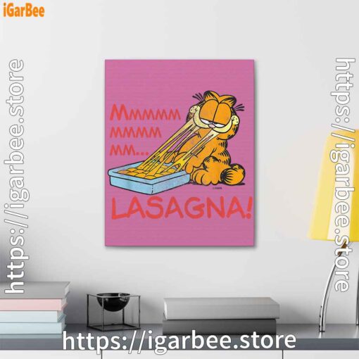 2 garfield mmm lasagna is life pink canvas