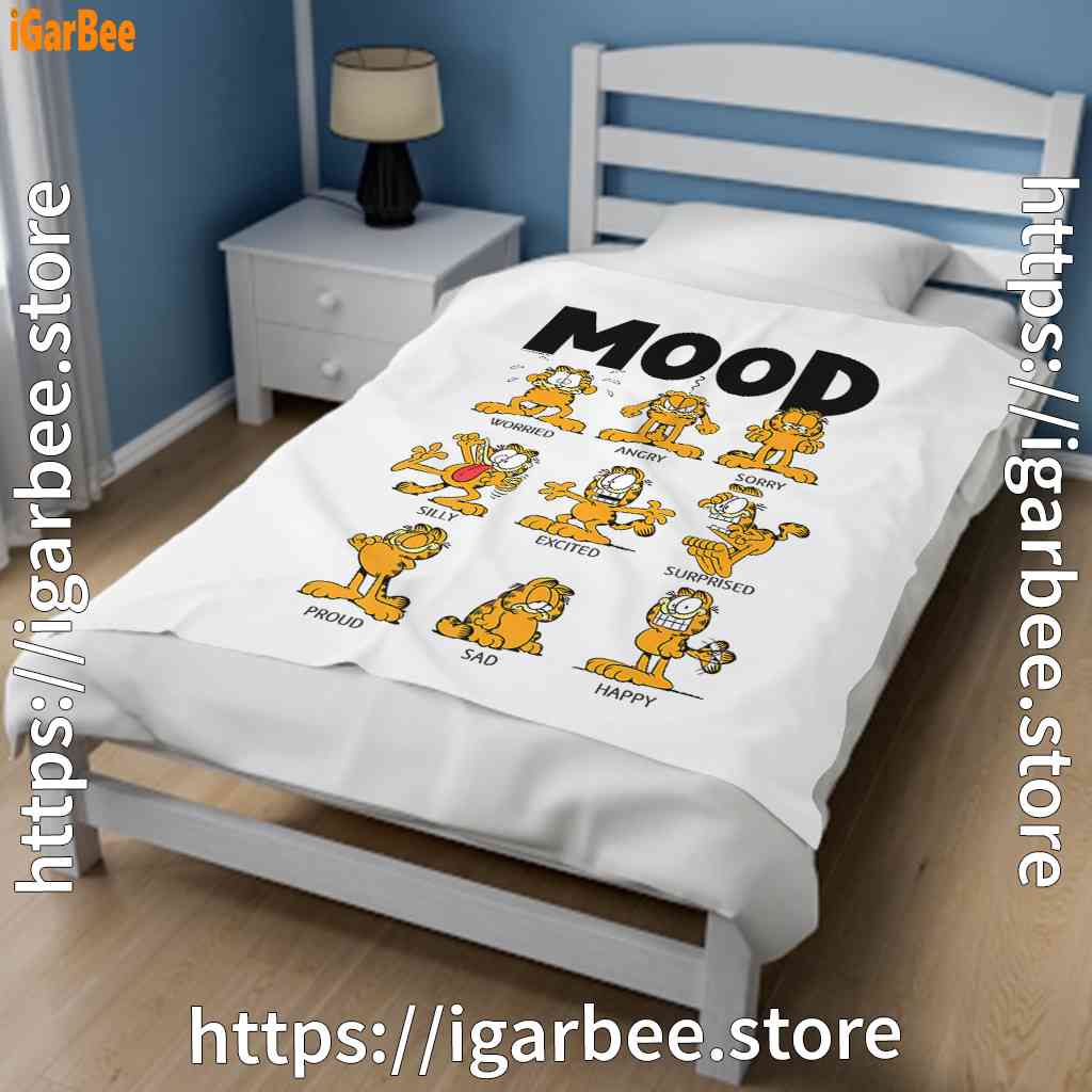 garfield mood white blanket garfield mood white blanket