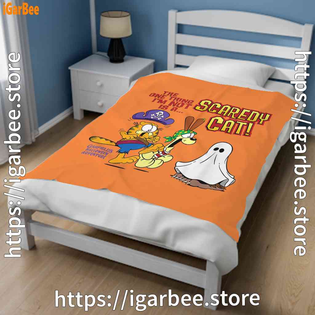 garfield scaredy cat halloween orange blanket garfield scaredy cat halloween orange blanket