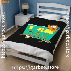 2 gay garfield black blanket