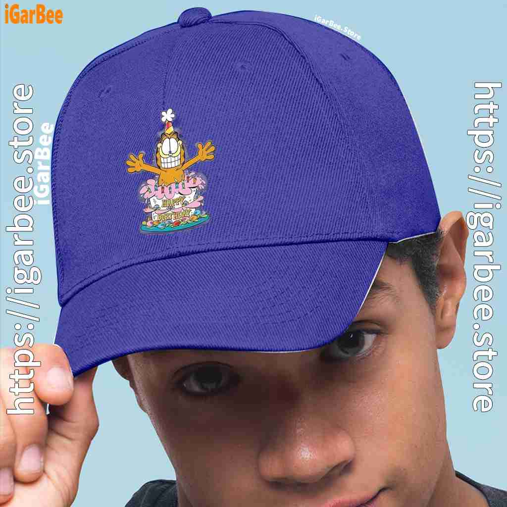 happy birthday garfield cat in town blue hat men happy birthday garfield cat in town blue hat men