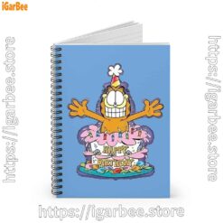 2 happy birthday garfield cat in town blue notebook