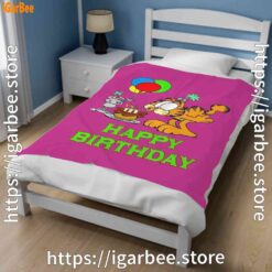 2 on your birthday garfield pink blanket