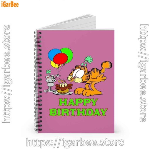 2 on your birthday garfield pink notebook