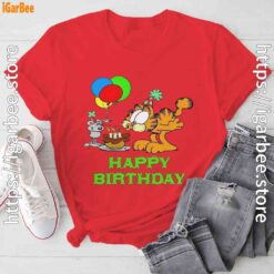 2 on your birthday garfield red tee shirt