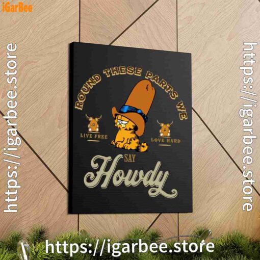 2 round these parts we love garfield cowboy black canvas