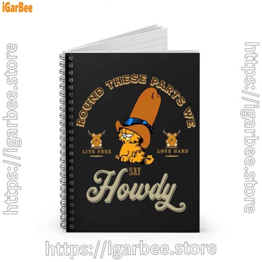 2 round these parts we love garfield cowboy black notebook