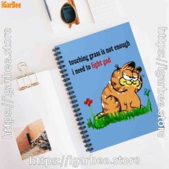 2 touching grass is not enough garfield blue notebook