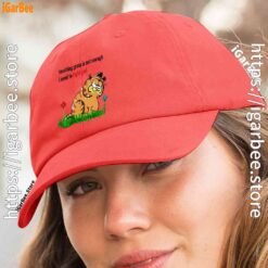 2 touching grass is not enough garfield red hat