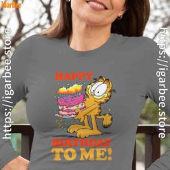 20 garfield happy birthday to me with cake gray women long sleeve