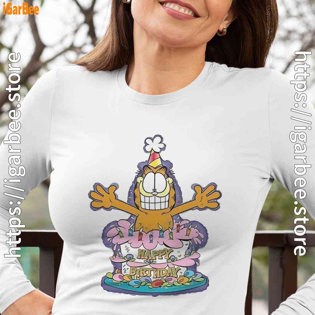 happy birthday garfield cat in town women white long sleeve happy birthday garfield cat in town women white long sleeve