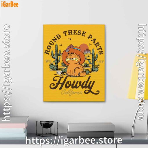 3 california howdy garfield cowboy yellow canvas