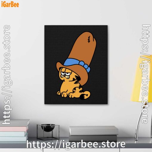 3 cowboy garfield smile on the day black canvas