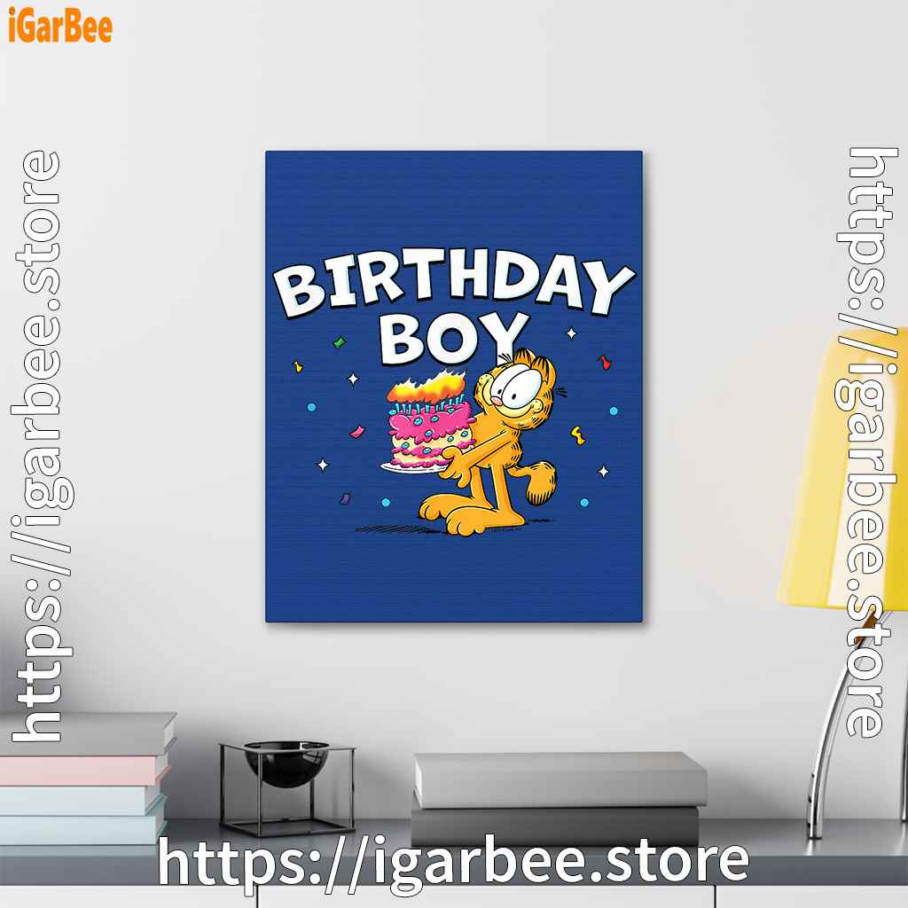garfield birthday boy cake confetti celebration blue canvas garfield birthday boy cake confetti celebration blue canvas