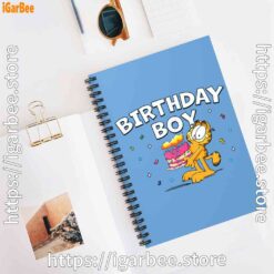3 garfield birthday boy cake confetti celebration blue notebook