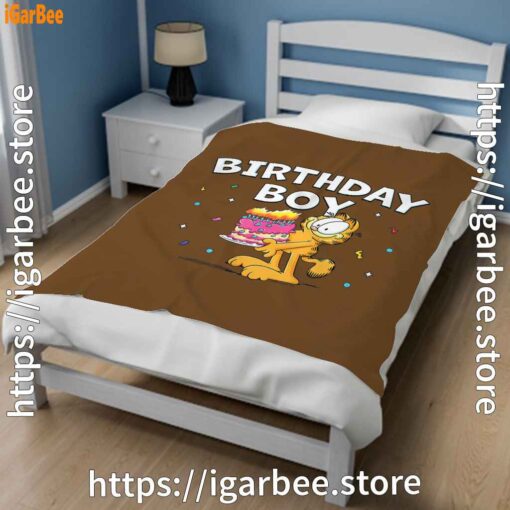 3 garfield birthday boy cake confetti celebration brown blanket