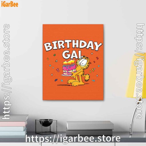 3 garfield birthday elebrating big chest orange canvas