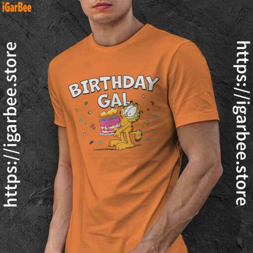 3 garfield birthday elebrating big chest orange men shirt