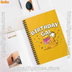 3 garfield birthday elebrating big chest yellow notebook
