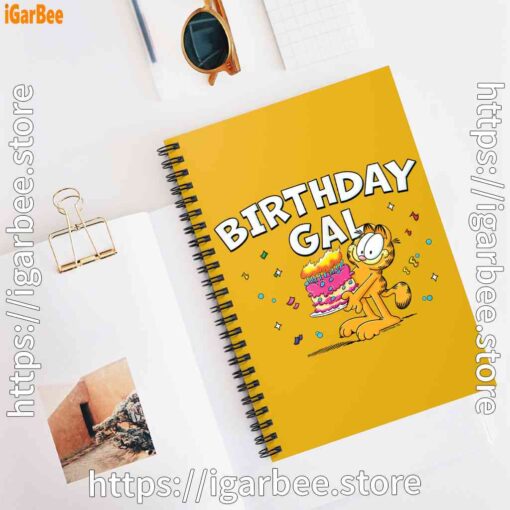 3 garfield birthday elebrating big chest yellow notebook