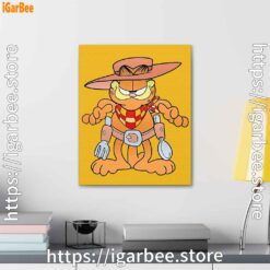 3 garfield cowboy with spoon and fork yellow canvas