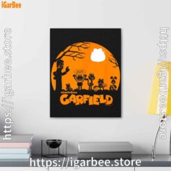 3 garfield halloween group shot nighttime spooky silhouette black canvas